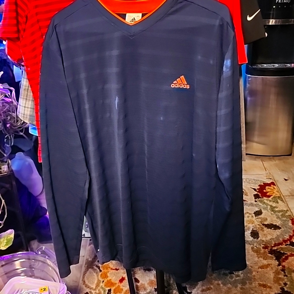 Adidas v neck long sleeve tee